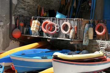 Fototapeta na wymiar The Fishing Boats in Cinque Terre Italy