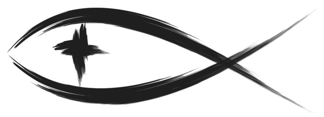 christian fish symbol with cross