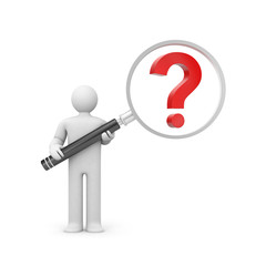 3d man with magnify glass