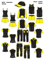 Big black and yellow design sport set collection