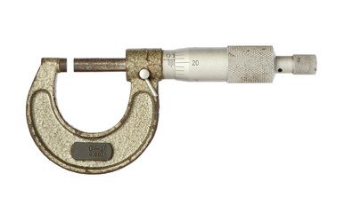 Rusty micrometer isolated on white background