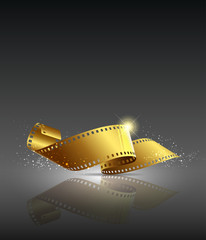 Fototapeta premium Gold camera film roll, vector