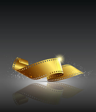 Gold camera film roll, vector