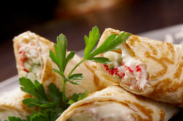 rolled pancakes stuffed