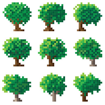 Set Of Green Pixel Tree.