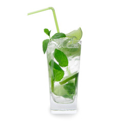 Fresh mojito drink over white background
