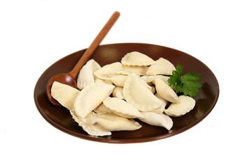 Traditional Russian dish Pelmeni, Siberian meat dumplings.