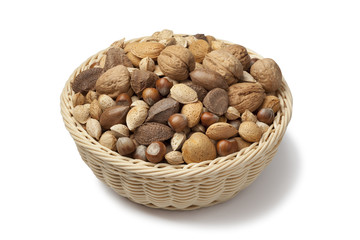 Basket with mixed nuts