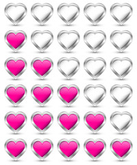 Rating Set Of Pink/Silver Buttons Hearts