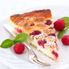 Piece of raspberry cheesecake