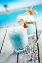 Curacao cocktail at a tropical resort