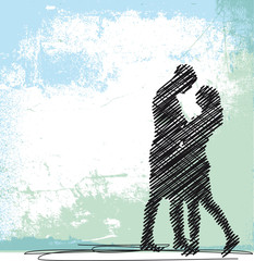 Sketch of dancing couple. Vector illustration - 41034746