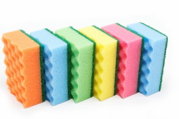 kitchen sponges isolated on a white background