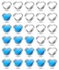 Rating Set Of Blue/Silver Buttons Hearts