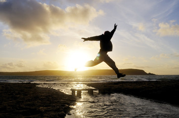 Silhouette Man Jumping.