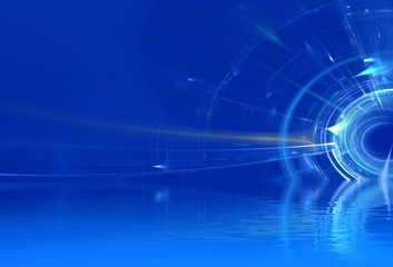 Heaven gate. Abstract background, fractal design over water refl