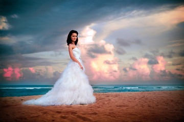 Fototapeta na wymiar young woman in a chic wedding dress