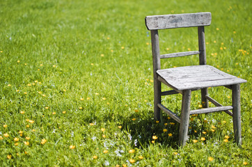 Old chair in meadow