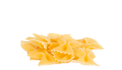 Heap Farfalle pasta isolated on white background