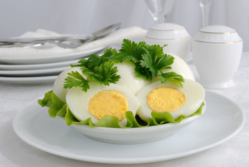 Boiled eggs with herbs in the context of
