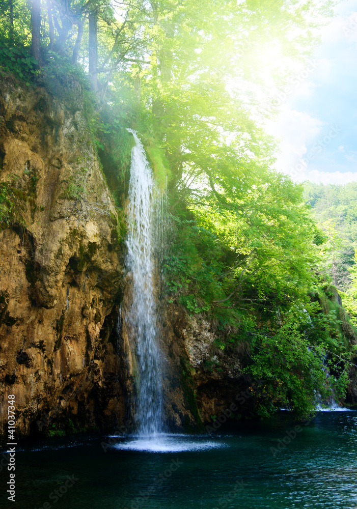 Canvas Prints waterfall in deep forest