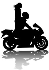 Fototapeta na wymiar Couple on sports motorcycle