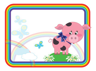 Child background with piggy.