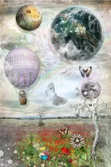 Zelfklevend Fotobehang Balloon and butterflies © Rosario Rizzo