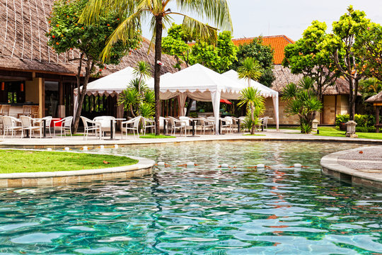 swimming pool in hotel in tropics