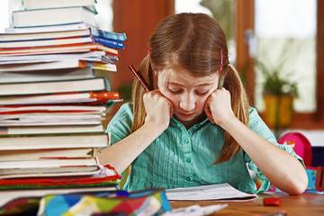 girl doing her homework