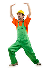 Construction worker isolated on the white