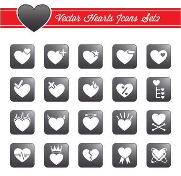Vector Hearts Icons set 2