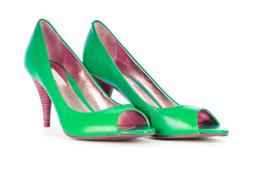 Green Female shoes in fashion concept