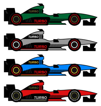 Four racing speed cars
