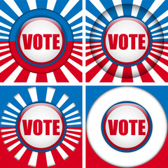 Vote Buttons. Set of four with Background