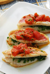 Triglie al pomodoro Mullets with tomato