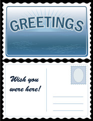 Obraz premium Retro Travel Postcard, tourism greetings, copy space