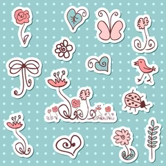 Fotobehang Naadloze herfst A set of cute doodle stickers  © paw