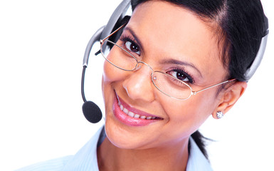 Call center operator business woman.