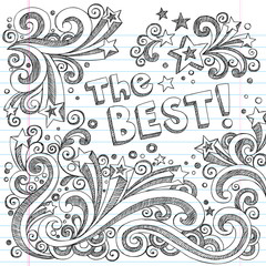 The Best Winner First Place Sketchy Doodles Vector