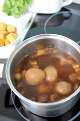 Pork stew with egg and tofu. Thai Food