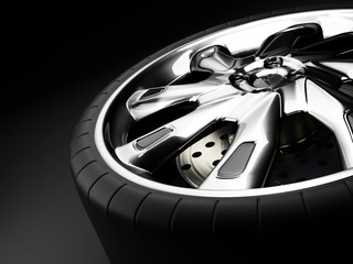 car wheel on a black background