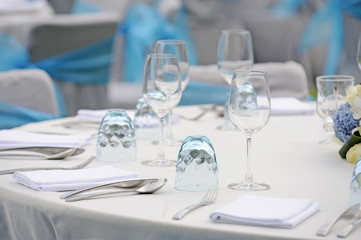 Fancy table set for a wedding