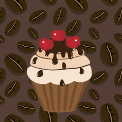 Cake on coffee bacground