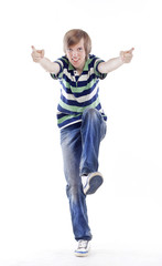 Young man dancing locking or hip-hop