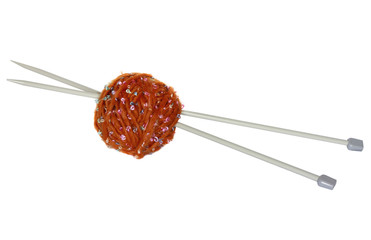 A ball of yarn and knitting needles