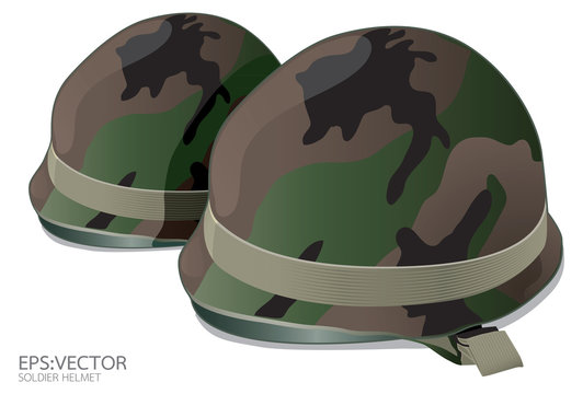 US Army Helmet On White Background Vector