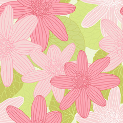 Vector background with hand drawn flowers. (Seamless Pattern)