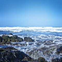 wild sea with white waves
