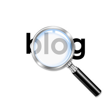 Icono lupa 3D con texto blog